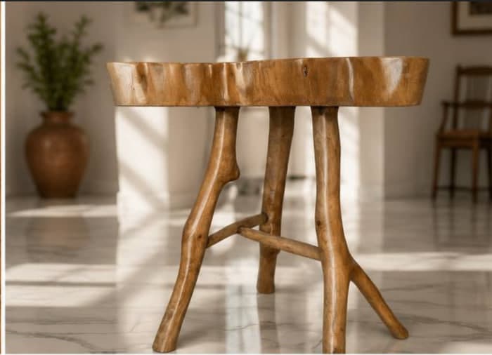 Handcrafted wooden coffee table decor